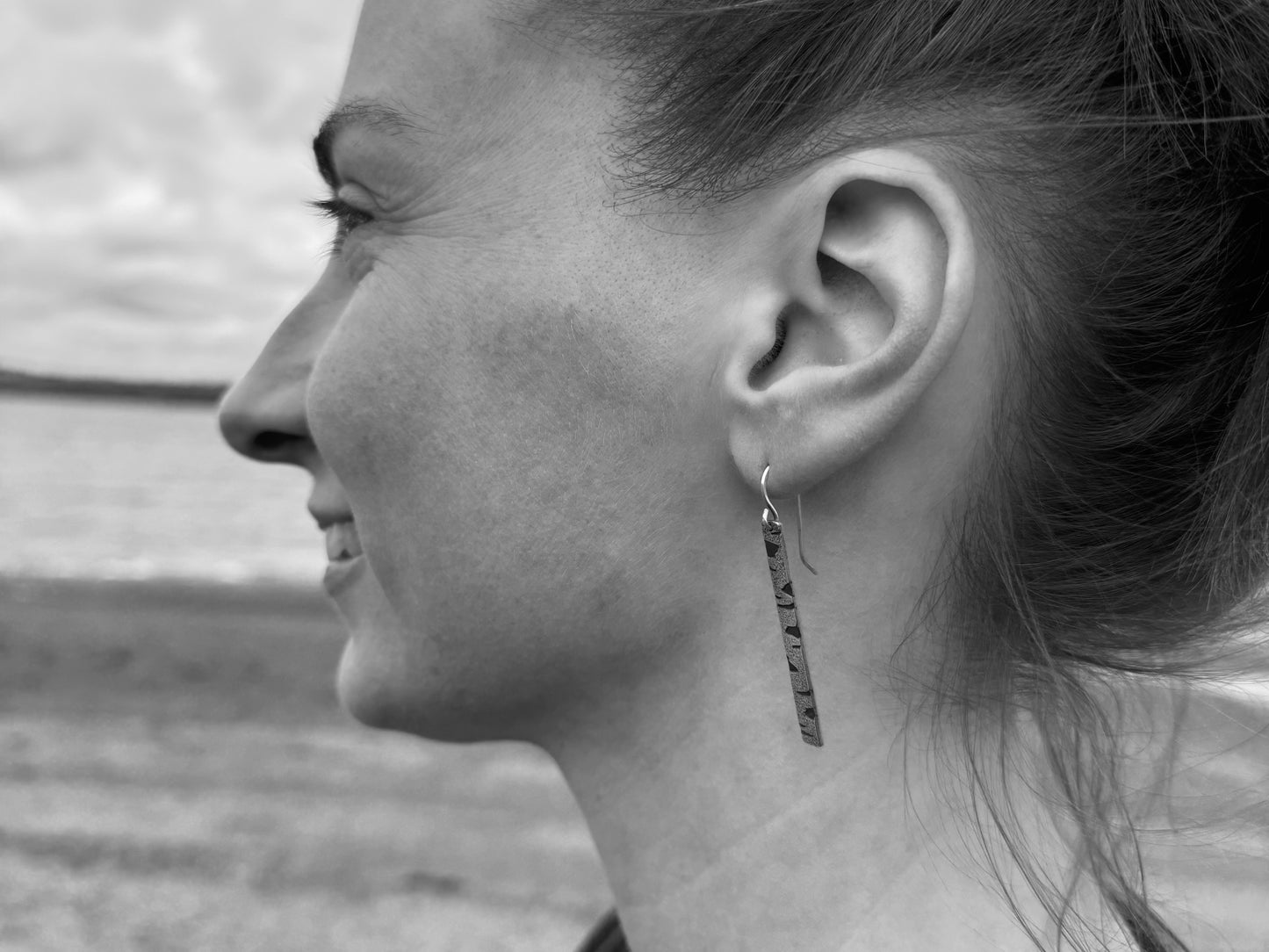 Birch bark earrings in oxidized sterling silver