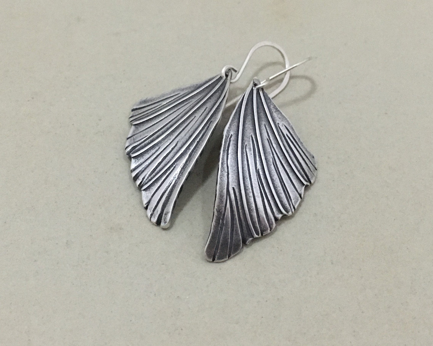 Simple silver moth wing earrings