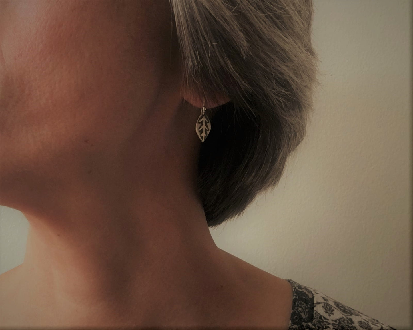 Little silver leaf earrings - simple rustic design