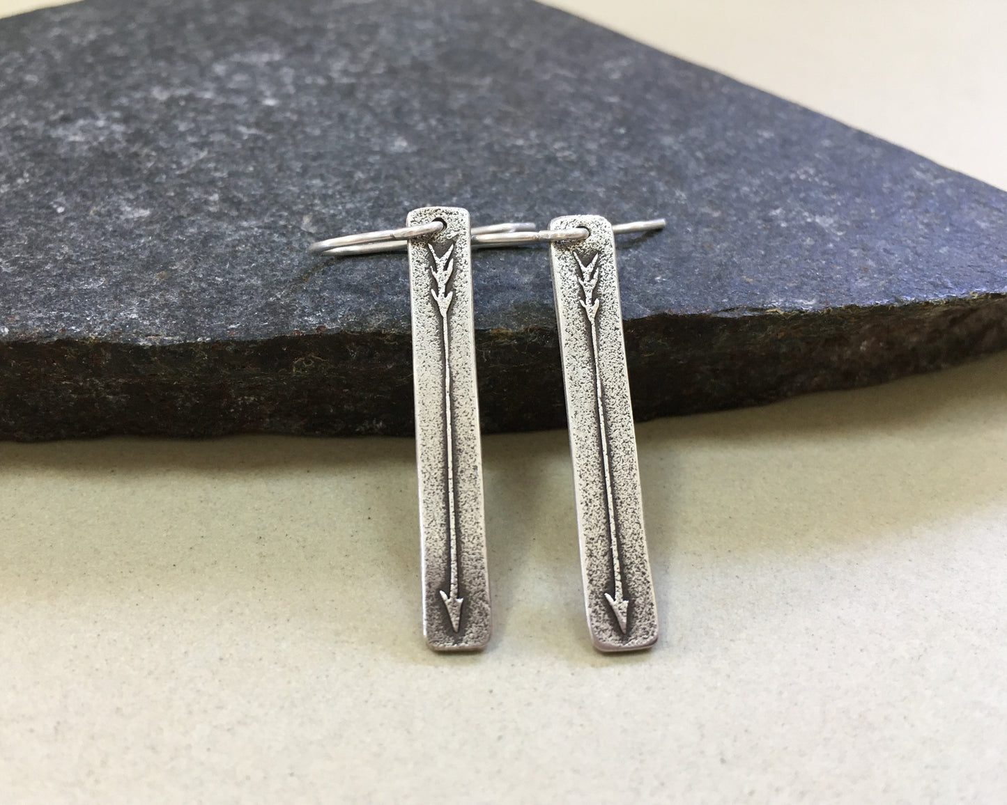 Primitive silver arrow earrings in oxidized sterling silver