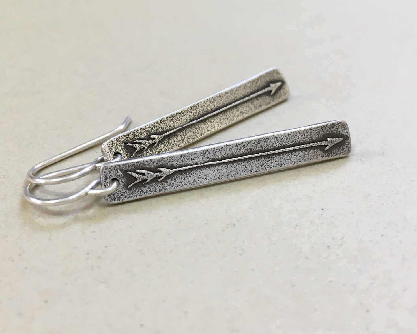 Primitive silver arrow earrings in oxidized sterling silver