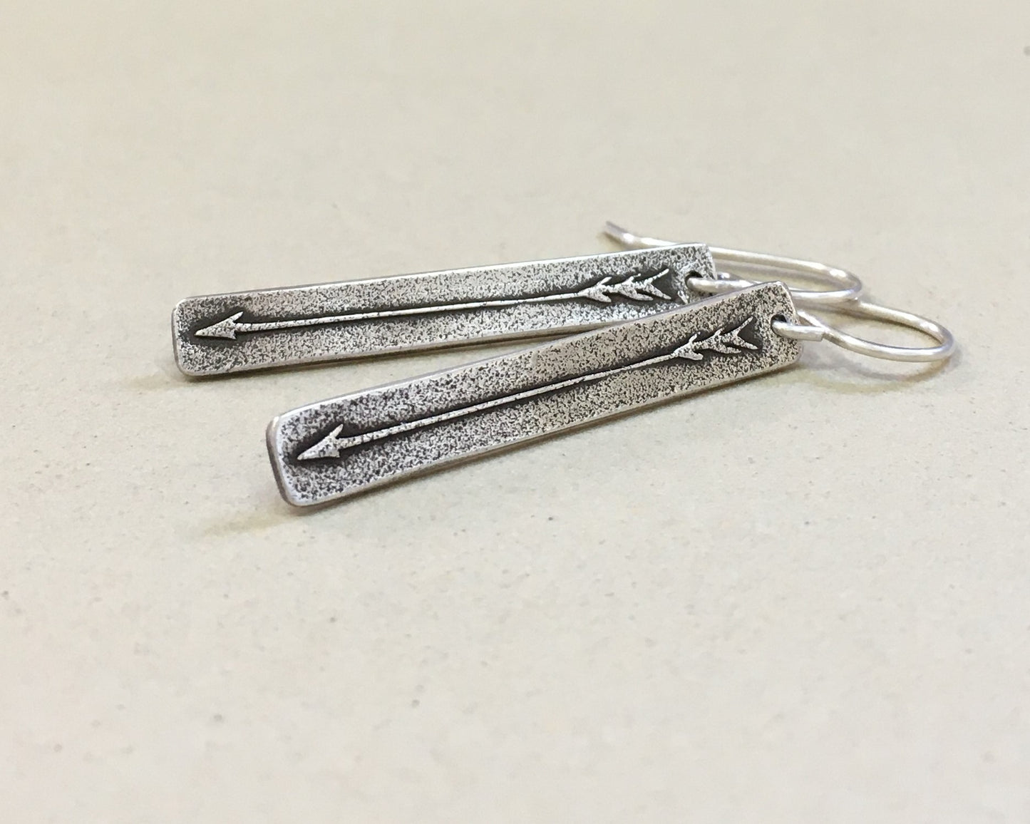 Primitive silver arrow earrings in oxidized sterling silver