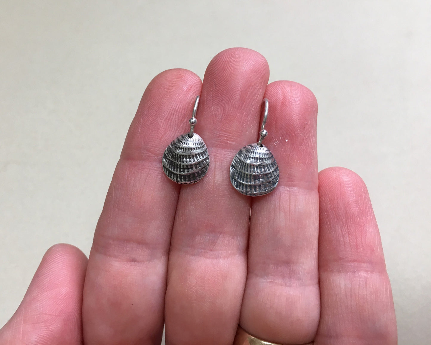Small silver seashell earrings