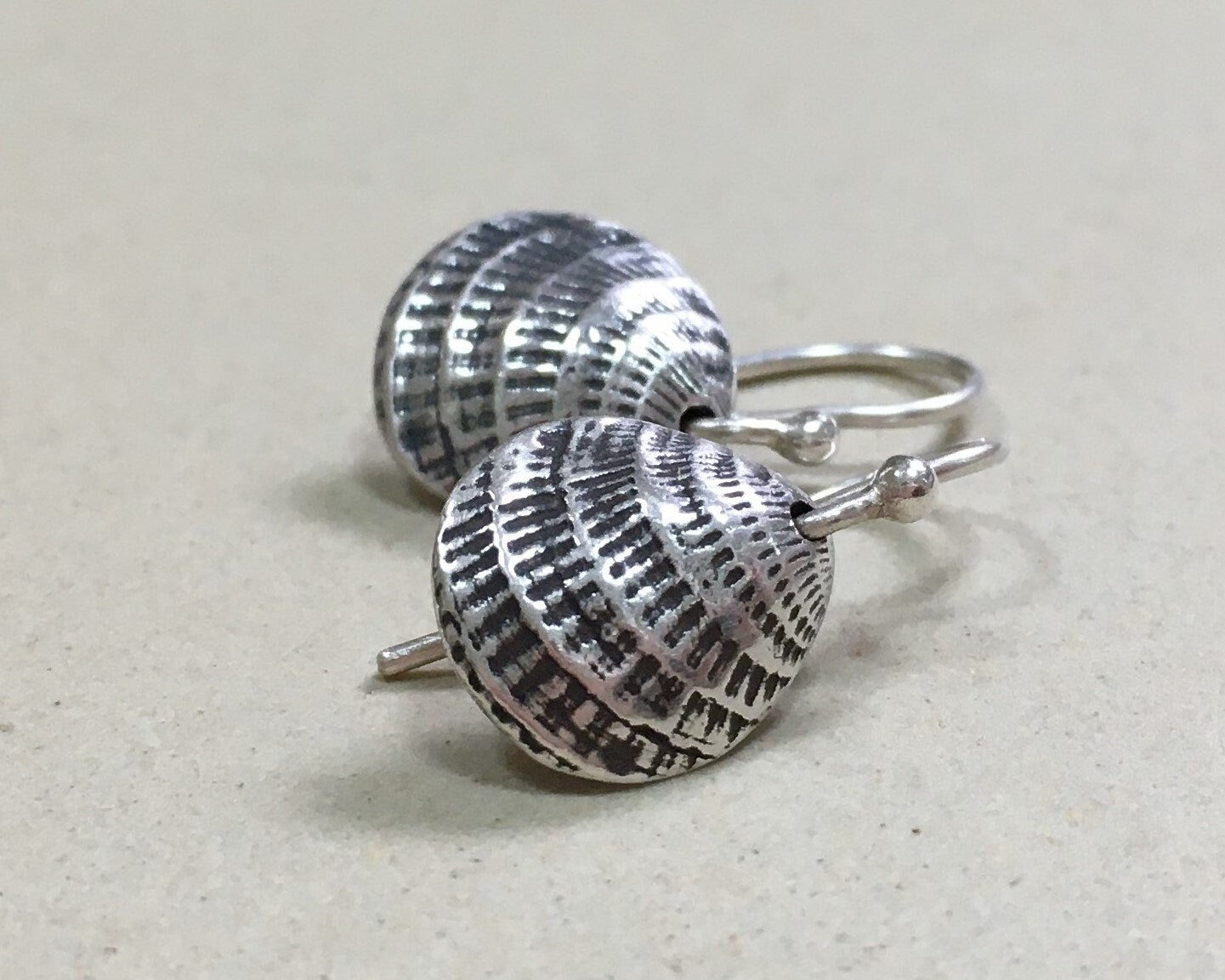 Small silver seashell earrings