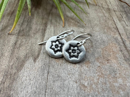 Tiny stamped flower earrings