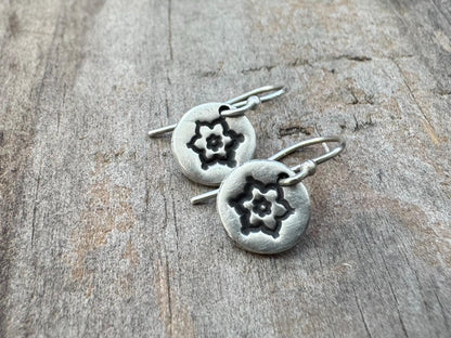 Tiny stamped flower earrings