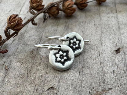 Tiny stamped flower earrings