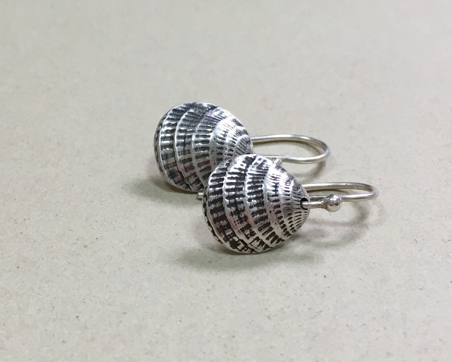 Small silver seashell earrings
