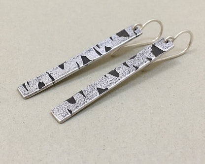 Birch bark earrings in oxidized sterling silver
