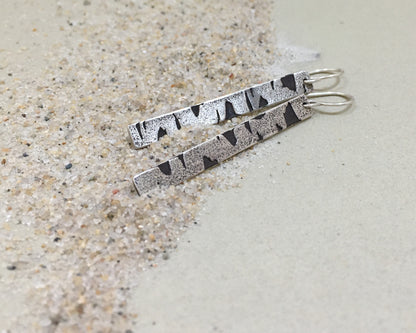 Birch bark earrings in oxidized sterling silver