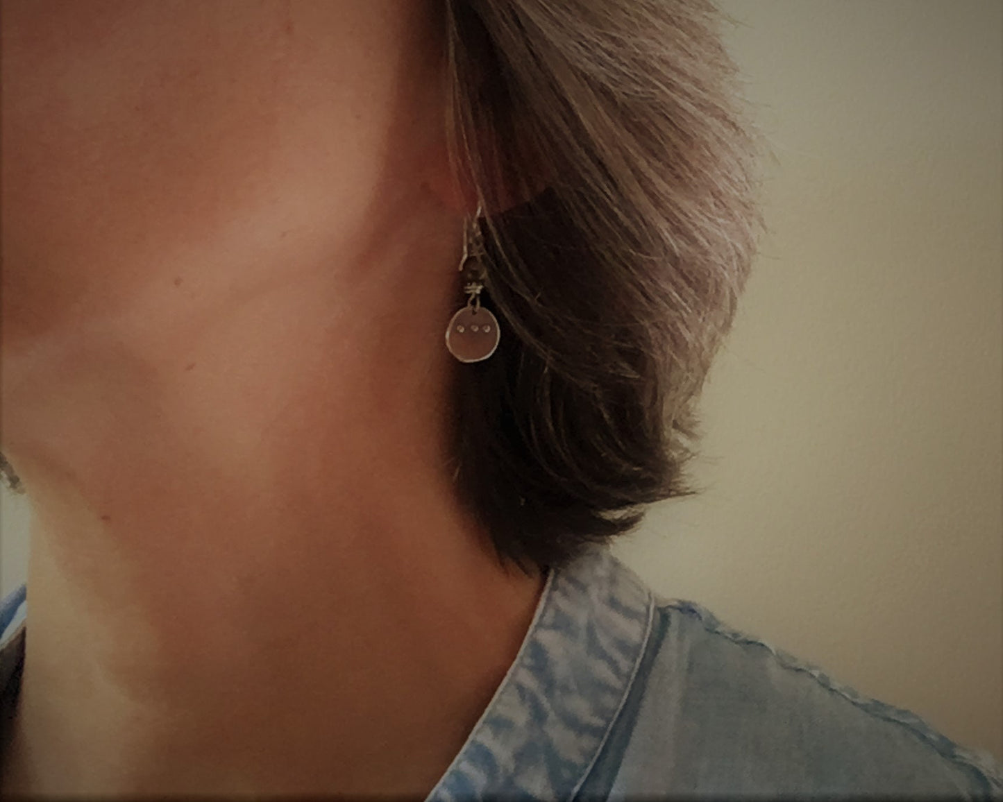 Simple rustic dangle earrings with iris brown metallic Czech glass bead