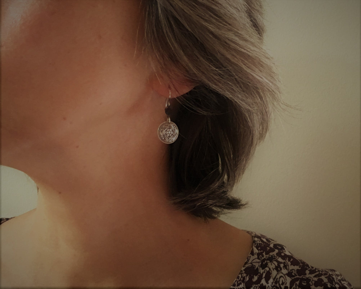 Victorian flower & leaf earrings with vintage Swarovski connectors