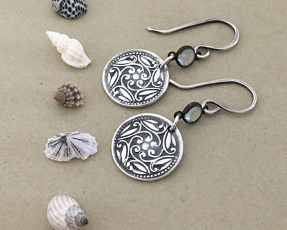 Victorian flower & leaf earrings with vintage Swarovski connectors
