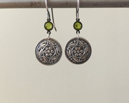 Victorian flower & leaf earrings with vintage Swarovski connectors