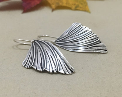 Simple silver moth wing earrings
