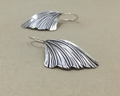 Simple silver moth wing earrings
