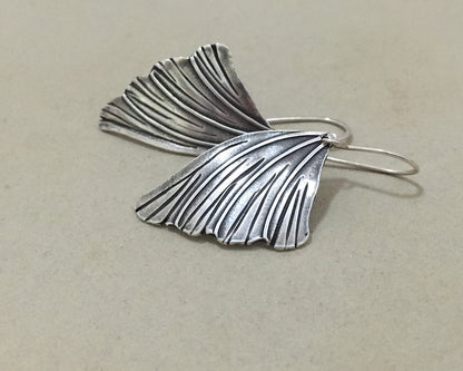Simple silver moth wing earrings