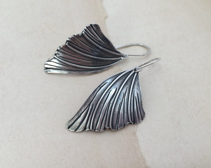Simple silver moth wing earrings