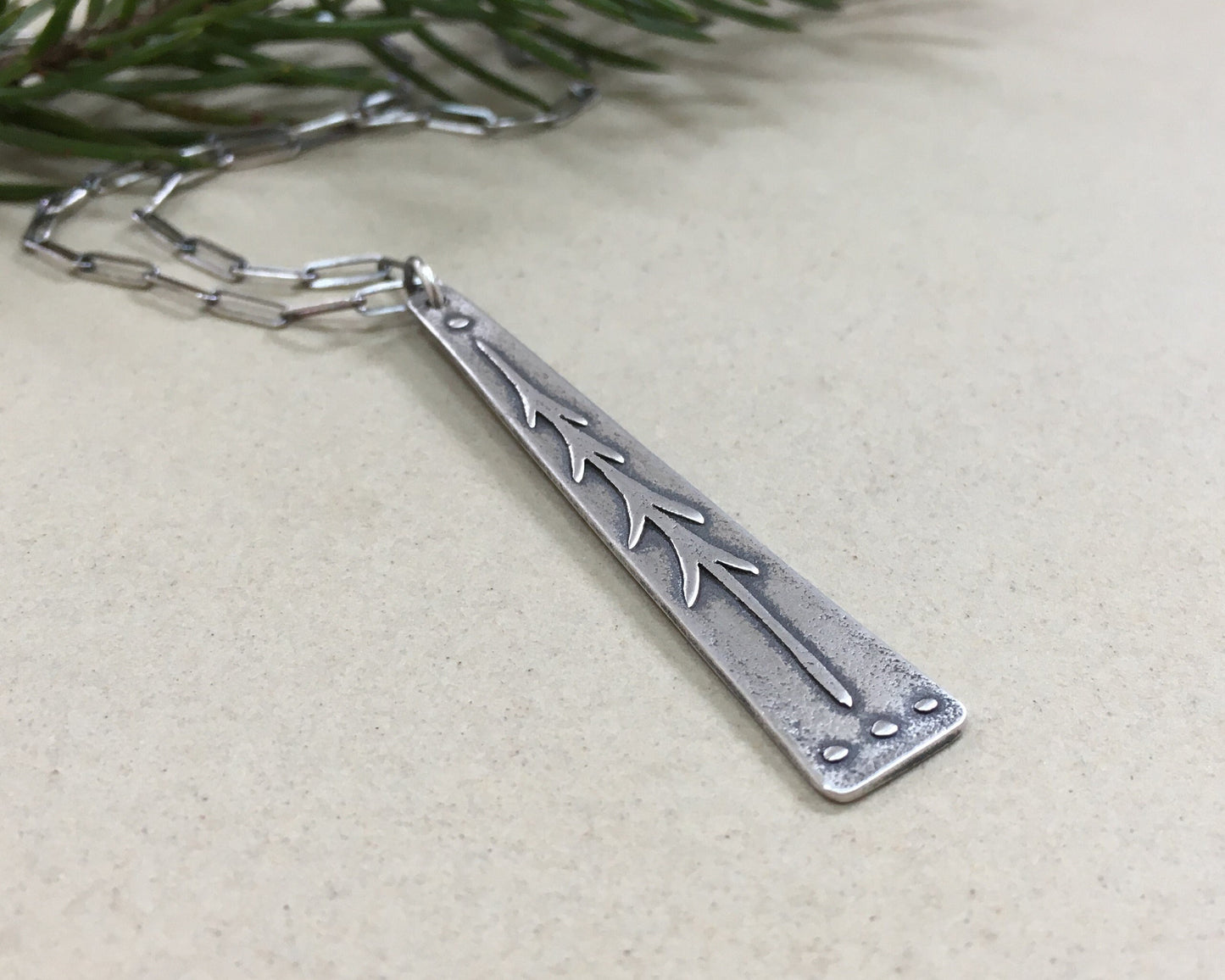 Sterling silver lone pine necklace
