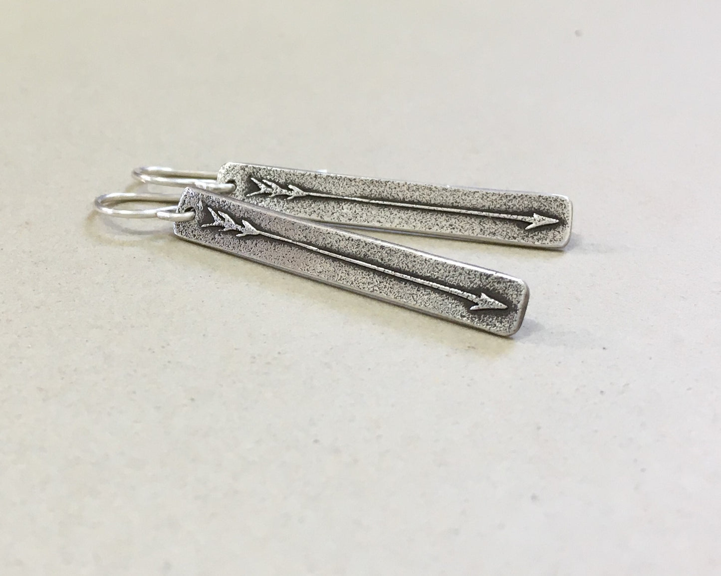 Primitive silver arrow earrings in oxidized sterling silver