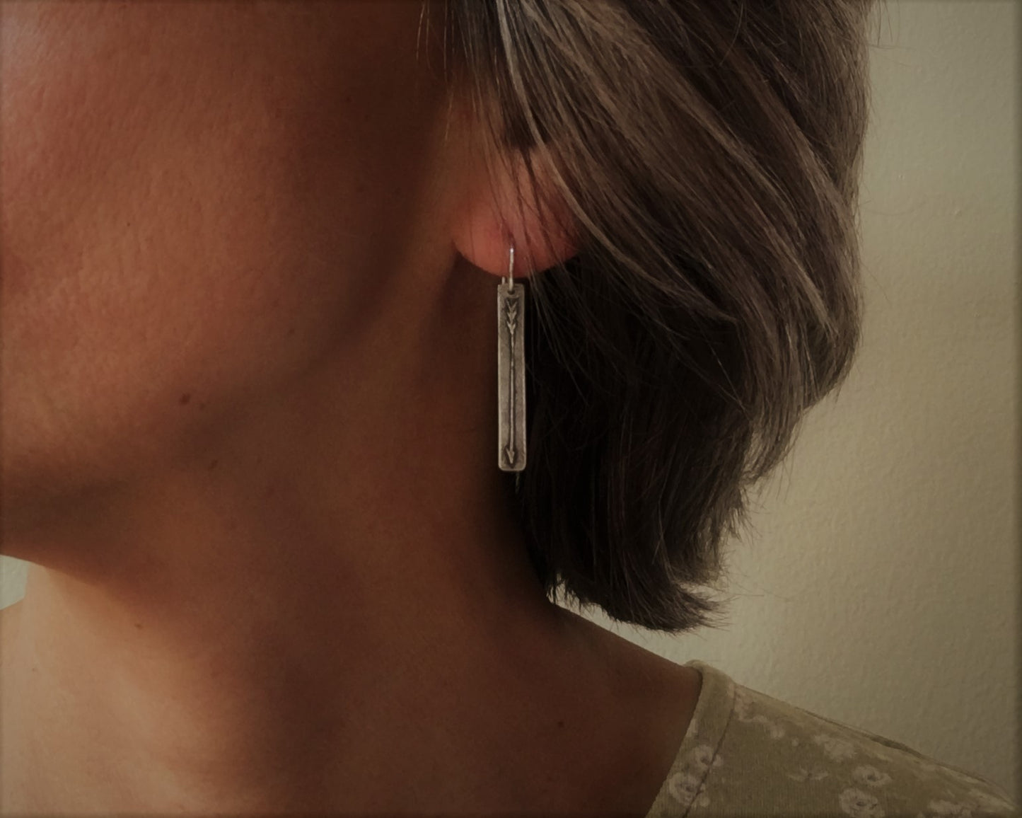Primitive silver arrow earrings in oxidized sterling silver