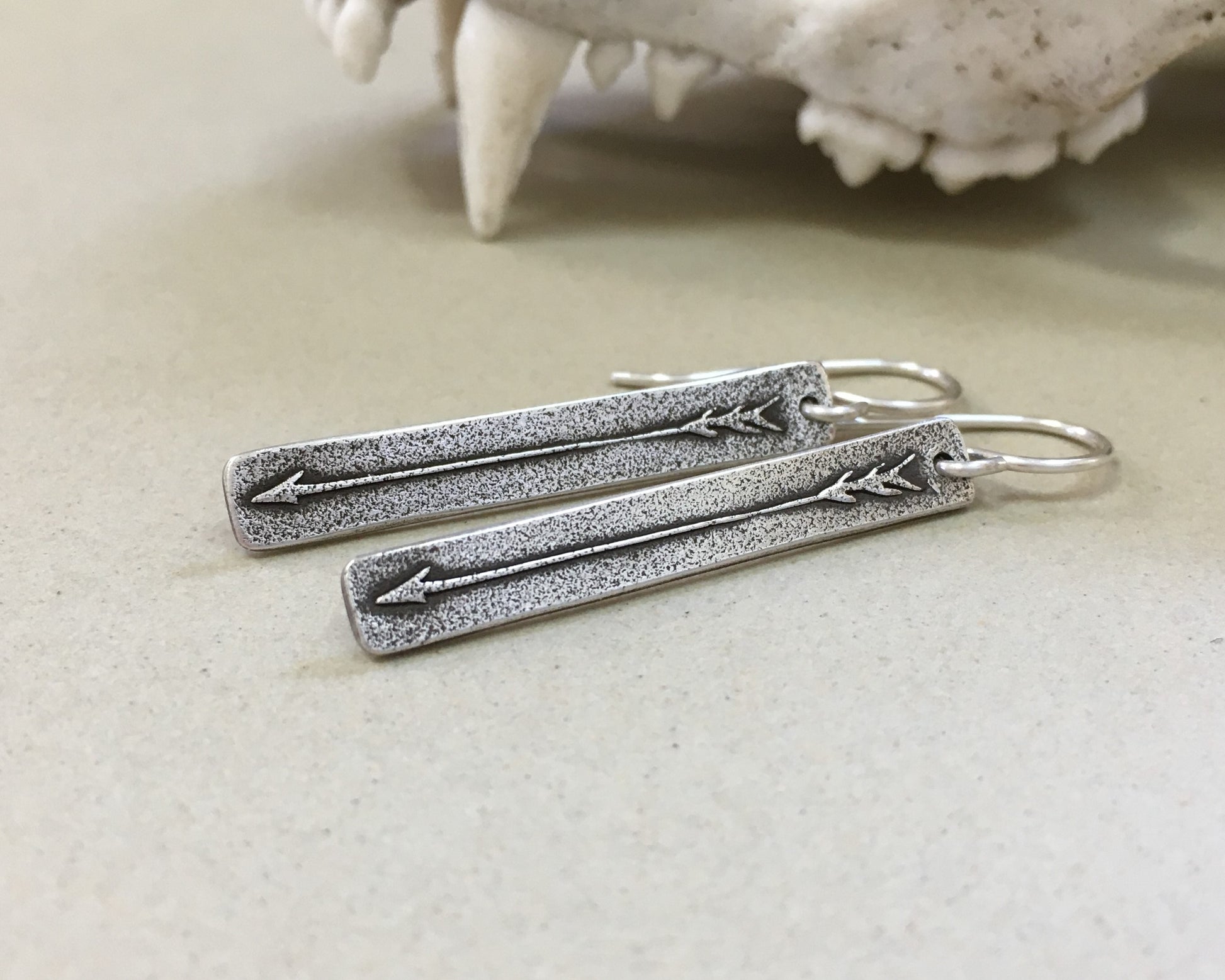 long tribal silver dangle earrings