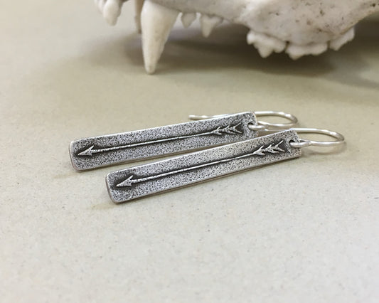 long tribal silver dangle earrings