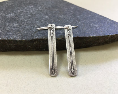 Primitive silver arrow earrings in oxidized sterling silver