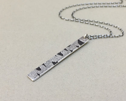Silver birch bark necklace in oxidized sterling silver