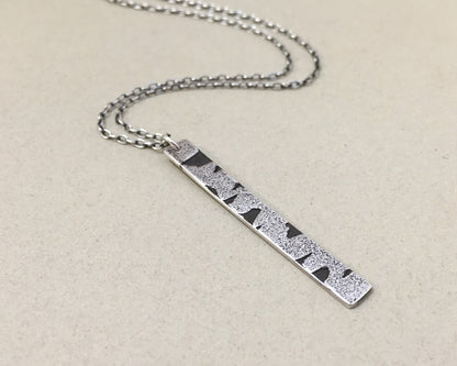 Silver birch bark necklace in oxidized sterling silver